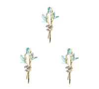 Beavorty 3pcs Stylish Butterfly Lily Brooch Pin for Women Zinc Alloy Rhinestone Fashion Accessory for Dresses Bags Hats Multipurpose Elegant Accent Enhancer for Daily Wear and Parties