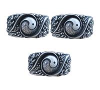 Beavorty 3pcs Taoism Theme Copper Ring for Women Men Unique Chinese Style Jewelry present for Culture Lovers for Parties Weddings Daily Wear