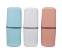 Beavorty 3PCS Travel Toothbrush Case Set with Toothpaste Holder and Towel Storage Box, Portable Leak-Resistant Plastic Toothbrush Container for Camping, Gym, School, and Home Use (Blue,