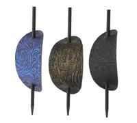 Beavorty 3pcs Vintage Oval Faux Leather Hair Pins with Stick Retro Ponytail Holders for Updo Chignon Styling Artificial Leather Clips in Black Antique