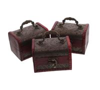 Beavorty 3pcs Vintage Treasure Chest Jewelry Box Retro Keepsake Storage Organizer with Distressed Finish Scratch-resistant Portable Lockable Decorative Box for Jewelry and Trinkets