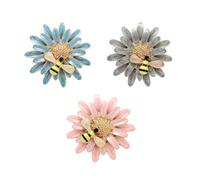 Beavorty 3pcs Women Honey Daisy Flower Brooch Pins Enamel Glossy Wear-resistant Jewelry for Clothing Bags Hats Gifts for Ladies Random Color