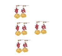 Beavorty 4 Pairs Chinese Year Red Earrings for Women Traditional Auspicious Pendant Jewelry Festive Red Color Elegant Detailing for Parties Everyday Wear and Lunar Year Celebrations