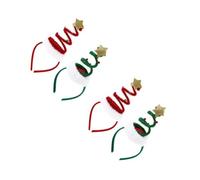 Beavorty 4 Pcs Christmas Headbands Xmas Hair Decors Festive Hair Hoops with Spring Rotating Hat Design for Party and Family Gatherings Durable Cloth Material Green and Red