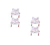 Beavorty 4 pcs Japanese Fox Half Mask for Cosplay Stage Performances Traditional Hand Painted Design Breathable Comfortable Fit for Halloween Parties Events
