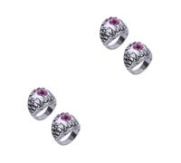 Beavorty 4 pcs Mens Gothic Dragon Claw Rings Devil Skull Eyeball Design Premium Copper Halloween Accessories for Boys Gift