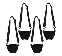 Beavorty 4 Pcs Neoprene Wine Glass Insulators with Adjustable Neck Strap, Large Black Stemmed Glass Holders for Wine Tasting, Festivals and Outdoor Parties, Protective Sleeve with Funnel