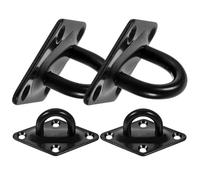 Beavorty 4 Pieces Stainless Steel Pad Eye Plate U Hooks Wall Mounted Ceiling Hooks for Hanging Black M6 Diamond Shape Heavy Duty with Screws for Home Storage and Organization