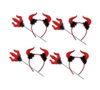 Beavorty 4 Sets Devil Horn Headband and Trident Cane Kit Small Simulation Horn Headband Fancy Dress Hairband for Halloween Cosplay Complete Devil Costume Accessories for Party and Photo