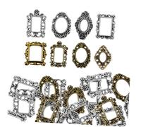 Beavorty 40 Pcs Mini Metal Picture Frame Nail Charms, Antique Baroque Alloy Nail Art Decorations, Small Ornate Photo Frame with Storage for Home and Personal Use