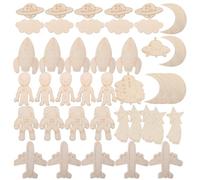 Beavorty 45pcs Space Theme Unfinished Wooden Cutouts DIY Craft Slices Multipack 5pcs Each Size 1-9 for Handmade Painting Party Decoration and Art Projects