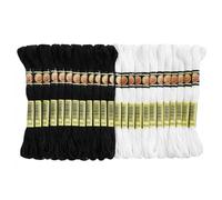 Beavorty 48pcs Multi-Purpose Embroidery Thread in White and Black, 6-Strand 8m Polyester Sewing Supplies for Cross Stitch and Art Projects