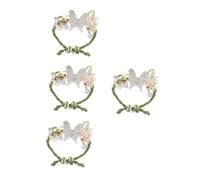 Beavorty 4pcs Adjustable Butterfly Flower Ring for Women Vintage Chinese Style Woven Cord Jewelry Durable Soft Thread Comfortable Fit Versatile Elegant Accessory