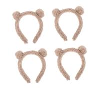 Beavorty 4pcs Adjustable Plush Bear Ears Headband for Makeup and Face Washing Comfortable Cartoon Hair Accessory Fuzzy Animal Ears for Adult Costumes and Parties