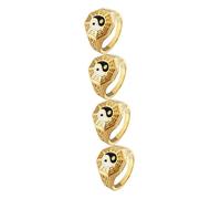 Beavorty 4pcs Bagua Ring for Men Chinese Titanium Steel Statement Ring Elegant Finger Decoration for Parties Fits Unique Cultural Accessory Gold