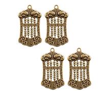 Beavorty 4pcs Brass Pendant Keychain Hanging Decor with Antique Old Treatment, Golden Color, Sturdy and Does Not Change Colour, for DIY Production and Creative Keychain Accessories
