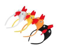 Beavorty 4pcs Chicken Hair Hoops Rooster Headbands with Lightweight Pp Cotton Material Versatile Design for Halloween and Stage Performances Farm Party Accessories
