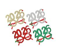 Beavorty 4pcs Christmas Glitter Snowflake Glasses Set - Green, Red, Gold, Silver Festive Photo Booth Props for Holiday Parties and New Year Decorations