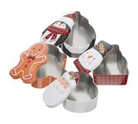 Beavorty 4Pcs Christmas Tinplate Boxes Set - Elderly, Snowman, Penguin Gingerbread Designs - Decorative Biscuit Storage Cases for Festive Candy Packaging and Holiday Treats