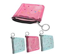 Beavorty 4Pcs Clear Coin Purse Small Wallet for Women with Zipper Closure Retro Flower Pattern for Storing Coins Cash Keys Lipstick and More