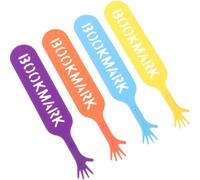 Beavorty 4pcs Cute Plastic Hand-Shaped Bookmarks and Students, Small Finger Page Markers for Reading and Note Taking, Colorful Book Accessories for School and Office Use