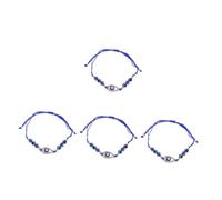 Beavorty 4pcs Evil Eye Beaded Wrist Bracelet for Women and Men Handmade Jewelry with Blue Beads Protective Amulet Symbolizing Fortune and Prosperity Stylish Unisex Fashion Accessory