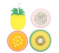 Beavorty 4pcs Fruit-Shaped Shower Sponge Body Scrubber Bath Exfoliating Skin Cleaning Sponges Pineapple Dragon Fruit Orange for Bathroom Bathing