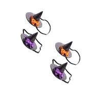 Beavorty 4pcs Glitter Witch Hat Bowtie Fabric Boys and Girls Witch Headwear Accessory for Halloween Carnival Party Favors Festival Masquerade Costume