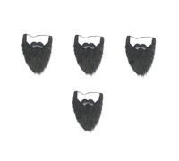 Beavorty 4pcs Handmade Large Black Crochet Beard Wig for Halloween Party Cosplay Durable Cloth Funny Festival Cap Self Adhesive Mustache Simulation Costume Prop