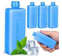 Beavorty 4pcs Ice Packs for Air Cooler Reusable Freezer Blocks Mini Cooler Bag Bricks Portable Evaporative Fan Accessories Small Leakproof Gel Case for Lunch Box Picnic Travel Blue PE