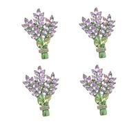 Beavorty 4pcs Lavender Flower Brooch Pin for Women Decorative Lapel Pin with Rhinestones Vintage Style Brooch for Dresses Bags and Scarves for Parties and Special Events