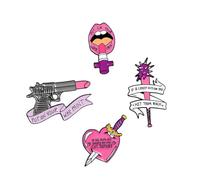 Beavorty 4Pcs Lovely Cartoon Brooch Creative Lipstick Badge Pins for Women Chic Feminism Clothing Accessories for Bags Scarves Hats