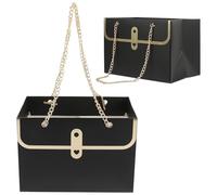 Beavorty 4pcs Paper Bags Packaging Bags Black Rectangular Multi-functional Reusable Paper and Metal Material DIY Shower Flower Wrapping