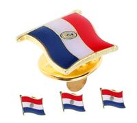 Beavorty 4pcs Paraguay Flag Lapel Pins Commemorative Enamel Patriotic Souvenir Iron Brooch for Hat Clothes Backpack National Identity Jewelry