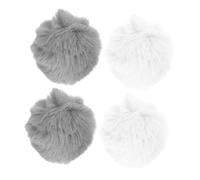 Beavorty 4PCS Realistic Plush Rabbit Tail Pom Poms Lightweight Bunny Costume Accessories for Adults Soft White and Light Grey Tails for Cosplay Easter Halloween Party Decorations
