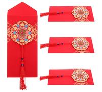 Beavorty 4pcs Red Envelopes Chinese Wedding Money Pocket with Chinese Lucky Elements Paper Material Not Easy to Break Fine Workmanship for Birthday and New Year