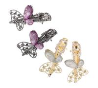 Beavorty 4pcs Retro Butterfly Hair Clips Metal Barrettes with Sparkly Rhinestones for Women Timeless French Elegance Hairpins for Special Occasions and Everyday Hold
