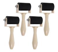 Beavorty 4pcs Rubber Brayer Roller Set with White Handle for Printmaking and Craft Ink Application, 65mm Rubber Ink Rollers Suitable for Block Printing and Art Projects