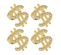 Beavorty 4Pcs Sign Ring Stylish Punk Hip Hop Jewelry for Rapper Costumes Durable Finger Rings for Themed Parties and Events