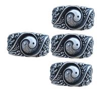 Beavorty 4pcs Taoism Ring Elegant Copper Statement Ring for Men and Women Unique Chinese Costume Accessory for Parties Weddings and Festivals Craftsmanship and Design