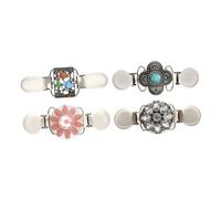 Beavorty 4pcs Vintage Rhinestone Flower Cardigan Clips Sweater Shawl Pins Brooches for Women Lightweight Decorative Brooch Pins for Dresses Collars Scarves Parties and Daily Wear