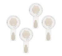 Beavorty 4pcs Waterproof Suction Cup Hooks with Base and White Hooks, Strong Vacuum Hangers for Bathroom Towels, Shower Organizer, Kitchen Utensils on Tile Or Glass Surfaces