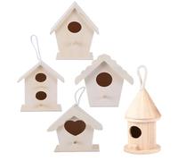 Beavorty 5 Pcs DIY Wooden Bird Nest Set with Pine Wood Material, Heart-shaped and Double-layer Designs, Outdoor Bird House Decorations for Garden and Cage Accessories