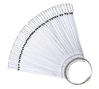 Beavorty 50 PCS Fan-Shaped Nail Art Display Tips Metal Ring False Nail Polish Practice Templates for Showcase and Training