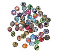Beavorty 50pcs 18mm Round Glass Snap Buttons for DIY Jewelry Making, Mixed Style Bangles Snap Charms, Creative Craft Tiles Suitable for Bracelets and Pendants Random Style