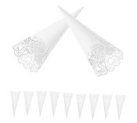 Beavorty 50pcs Confetti Paper Cones: White Heart Pattern Hollow Out Paper Cones - Bouquets Candy Petal Holder For Wedding Anniversary Party Decorations