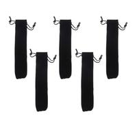 Beavorty 5pcs Black Velvet String Pen Pouch for Children Storage | Lint Flannelette Sleeve, Drawstring Closure, 3x16cm Size, Protects Writing Tools, Pack of Five