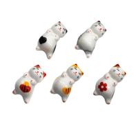 Beavorty 5pcs Ceramic Cat Shape Chopstick Rests Set, Decorative Porcelain Chopsticks Holders for Dining Table, Home and Office Flatware Rest Accessories