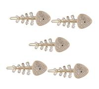 Beavorty 5pcs Hair Clip Fish Bone Shaped Hairpin Girls Hair Barrettes Rhinestone Women