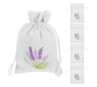 Beavorty 5pcs Lavender Sachet Drawstring Bags, 10x14cm Embroidered Canvas Storage Pouches for Dried Flowers, Perfume Holders, Home Fragrance and Wedding Favor Bags